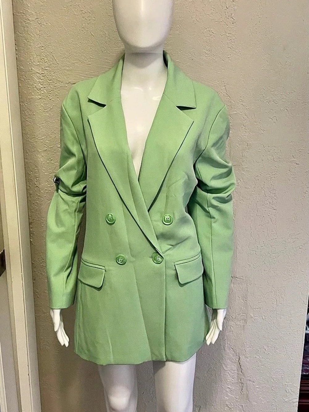 Double Breasted Relaxed Blazer Green XL